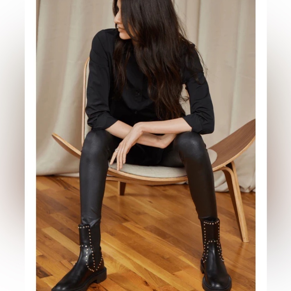 Lyssé Matilda High Waist Legging Black Faux Leather Foil Large - Picture 9 of 11